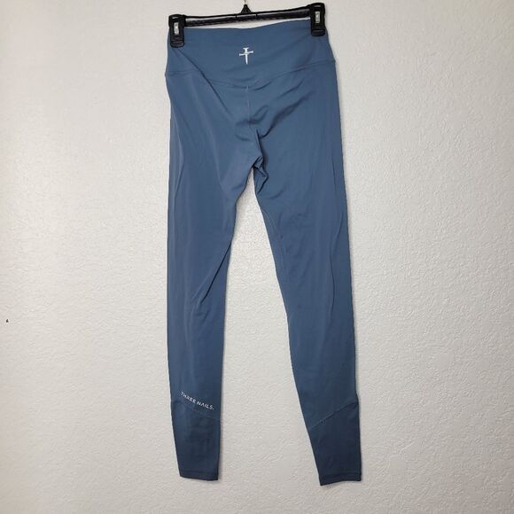 Three Nails Size S Teal Blue Athletic Buttery Soft Pull-On High Rise Leggings - Picture 6 of 7